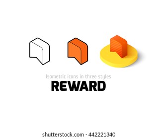 Reward icon, vector symbol in flat, outline and isometric style
