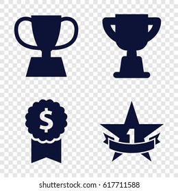 Reward icons set. set of 4 reward filled icons such as trophy, 1st place star