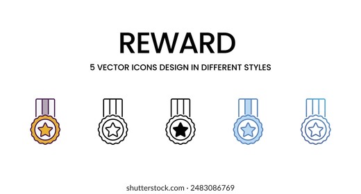 Reward icons vector set stock illustration.