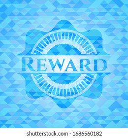 Reward light blue emblem. Mosaic background