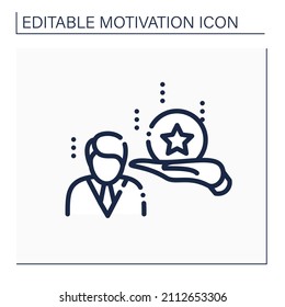 Reward line icon. Reward for effort or achieving goals. Award for improving skills or for better work. Motivation concept. Isolated vector illustration. Editable stroke