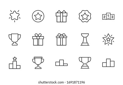 reward line icons set. Stroke vector elements for trendy design. Simple pictograms for mobile concept and web apps. Vector line icons isolated on a white background. 