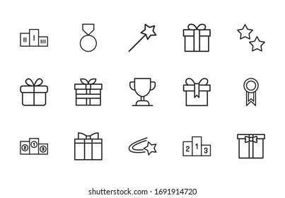 reward line icons set. Stroke vector elements for trendy design. Simple pictograms for mobile concept and web apps. Vector line icons isolated on a white background. 