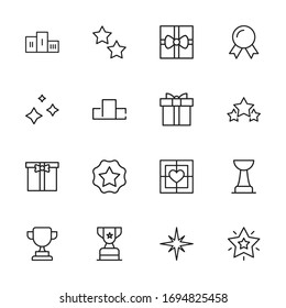 reward line icons set. Stroke vector elements for trendy design. Simple pictograms for mobile concept and web apps. Vector line icons isolated on a white background. 