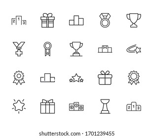 reward line icons set. Stroke vector elements for trendy design. Simple pictograms for mobile concept and web apps. Vector line icons isolated on a white background. 