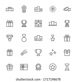 reward line icons set. Stroke vector elements for trendy design. Simple pictograms for mobile concept and web apps. Vector line icons isolated on a white background. 