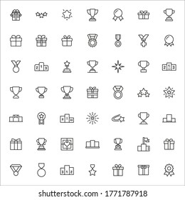 reward line icons set. Stroke vector elements for trendy design. Simple pictograms for mobile concept and web apps. Vector line icons isolated on a white background. 