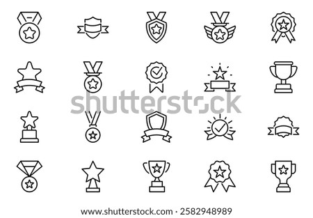 reward line icons set. Stroke vector elements for trendy design. Simple pictograms for mobile concept and web apps.