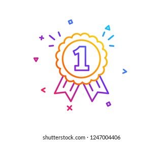 Reward Medal line icon. Winner achievement or Award symbol. Glory or Honor sign. Gradient line button. Reward icon design. Colorful geometric shapes. Vector