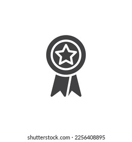 Icono del vector de medallas de recompensa. signo plano relleno para concepto móvil y diseño web. Icono de glifo de insignia de estrella. Símbolo, ilustración del logotipo. Gráficos vectoriales