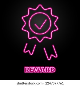 reward neon sign, modern glowing banner design, colorful modern design trends on black background. Vector illustration.