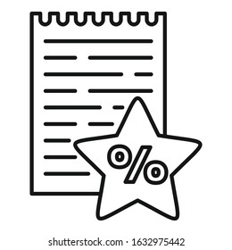Reward notebook icon. Outline reward notebook vector icon for web design isolated on white background