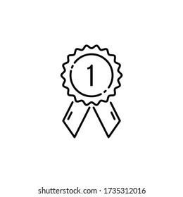 reward number one icon. concept of marking the winner among players or goods or services, best of the best, quality assurance. single black linear sign on white for app, sites or print any size
