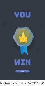 Reward Page For Mobile Phone Futuristic Game UI In Dark Blue Color With Crown Vector Design