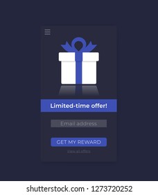 Reward page, mobile ui, vector template