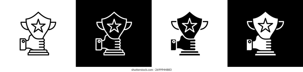 Icono de la piscina de la recompensa fijado en estilo de la línea y del glifo en el fondo blanco y negro