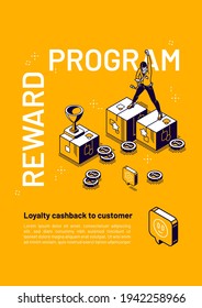 Reward Program Isometric Poster, Loyalty Cashback