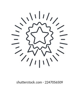 Reward in the rays. Glorify. Vector linear icon isolated on white background.