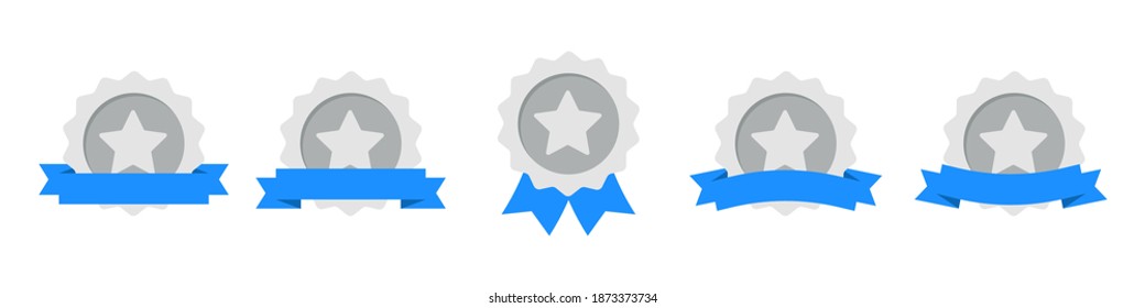 Reward with ribbons icon set. Different awards collection. Trophy reward award icons. Trophy cup. Ribbons set. Vector graphic. EPS 10
