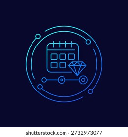 Belohnungsplan-Symbol mit Kalender, lineares Design