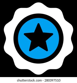 Reward seal icon from Competition & Success Bicolor Icon Set on a black background. This isolated flat symbol uses light blue and white colors.