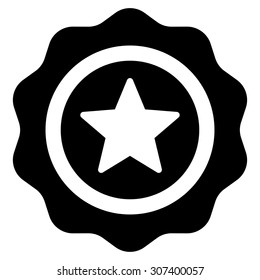 Reward seal icon. Vector style is flat symbols, black color, rounded angles, white background.