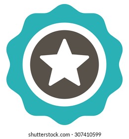 Reward seal icon. Vector style is flat bicolor symbols, grey and cyan colors, rounded angles, white background.