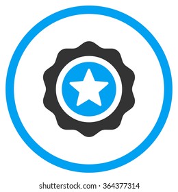 Reward Seal vector icon. Style is bicolor flat symbol, blue and gray colors, rounded angles, white background.