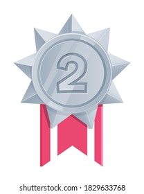 Reward silver award pin medallion trophy isolated on white