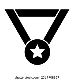 Reward solid icon. Award Medal with star in center illustration isolated on white. Winner necklace medal glyph style design, designed for web and app. Eps 10