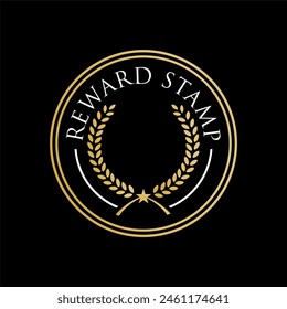 Reward stamp emblem icon gold in black