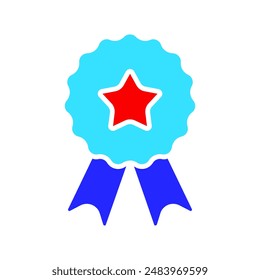 Reward with star line icon. Elections, award, badge, medal, diploma, victory, respected person, badge, candidate, voter. Meed concept