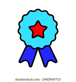 Reward with star line icon. Elections, award, badge, medal, diploma, victory, respected person, badge, candidate, voter. Meed concept