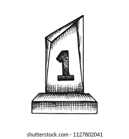 reward statuette vector sketch isolated.