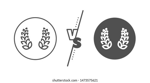 Reward symbol. Versus concept. Laurel wreath line icon. Winner award sign. Line vs classic laurel wreath icon. Vector