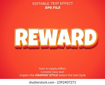 reward  text effect, font editable, typography, 3d text. vector template