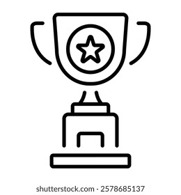 Reward trophy icon in linear style 