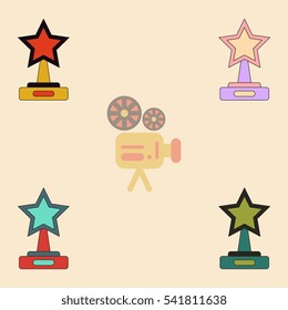 reward Vector illustration Collection in flat style cinema award with big star