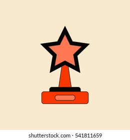 reward Vector illustration in flat style cinema award with big star