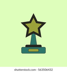 reward Vector illustration in flat style cinema award with big star,oscar academy award, first place prize, man of the year reward, best person, best person statue,Cannes Film Festival reward