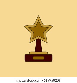 reward Vector illustration in flat style cinema award with big star