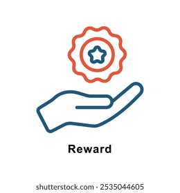 Vetor de recompensa Contorno ícone Design de Duas Cores. Símbolo de prêmios no fundo branco EPS 10 Arquivo