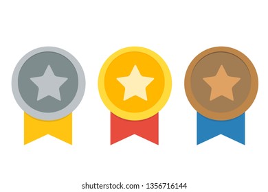 reward winner isolated on white background,gold,silver,bronze