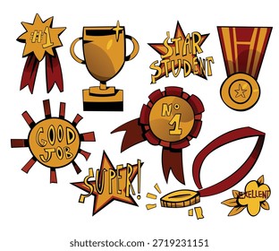 reward winner vector illustration set