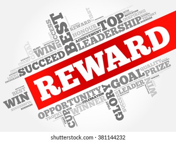 Reward word cloud, business concept