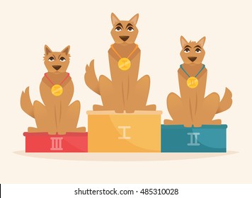 Rewarding dogs. Vector illustration. Cartoon character. Isolated. 