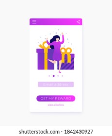 Rewards app, mobile ui, vector design
