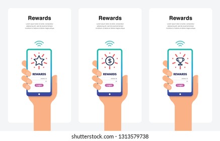 Rewards Concept, New And Modern Trends. Can Use For Marketing And Promotion, Web, Mobile, Infographics, Editorial, Commercial Use And Others. Vector. 