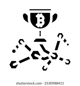 rewards cryptocurrency mining glyph icon vector. rewards cryptocurrency mining sign. isolated symbol illustration