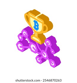 Recompensas Minería de criptomonedas Icono isométrico Vector. Recompensas Signo de minería de criptomonedas. Ilustración de símbolo aislado